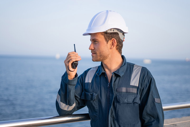 Man holding fleet tracking system